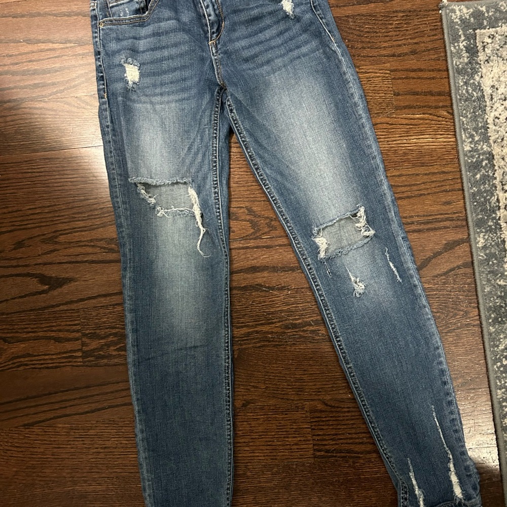 Sneak Peek Blue Skinny Jeans with Distressed Rips